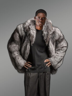 Men’s Silver Fox Fur Bomber Jacket