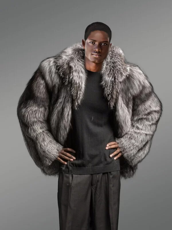Men’s Silver Fox Fur Bomber Jacket