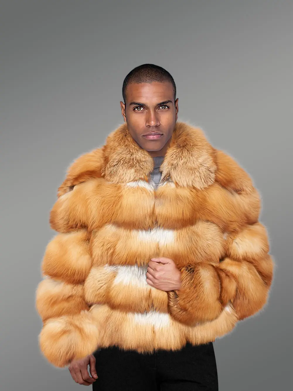 Mens Genuine Fox Fur Bomber – Look Radiant To Dazzle Onlookers - Image 3