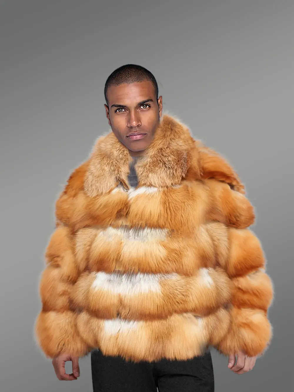 Mens Genuine Fox Fur Bomber – Look Radiant To Dazzle Onlookers - Image 2