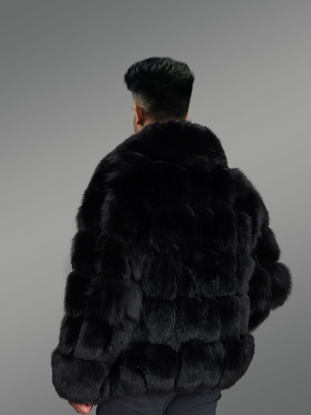 Mens Fox Fur Black Coat To Look Classy and Trendy - Image 4