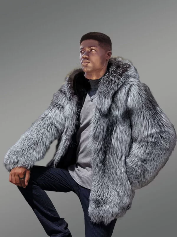 Men’s Silver Fox Fur Bomber - Image 3