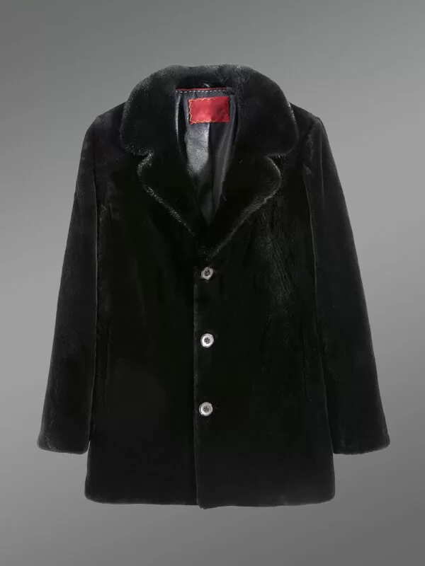Full Skin Mink Fur Coat with Collar and Lapel for Men - Image 6