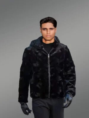Mink Fur Jacket for Men With Hood