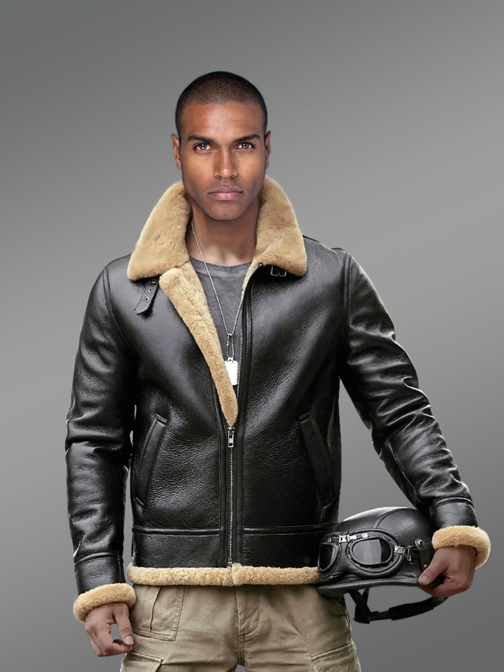 Moto-style Black Nappa Finish Shearling Jacket