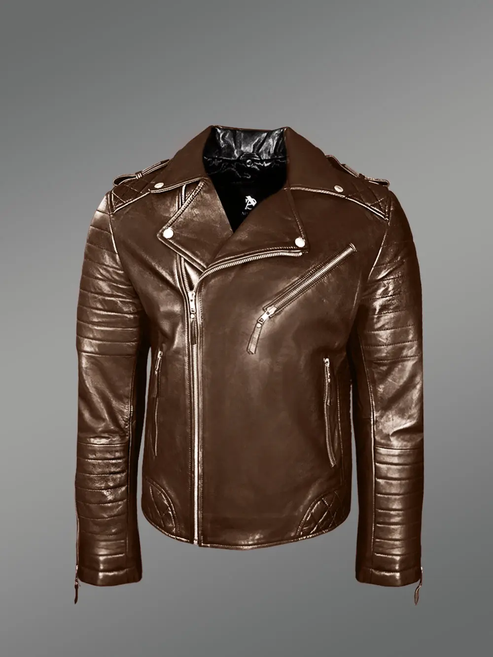 Italian-Finish Leather Biker Jackets For Stylish And Trendy Men In Coffee Color - Image 2