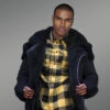 Premium Navy Blue Biker-Style Shearling Jacket