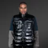 Puffy Leather Bubble Vest Jacket for Men