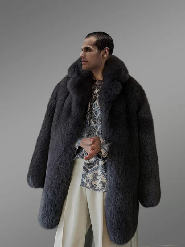 Mens Fox Fur Trench Coat – Magnificent Winter Outfit - Image 2