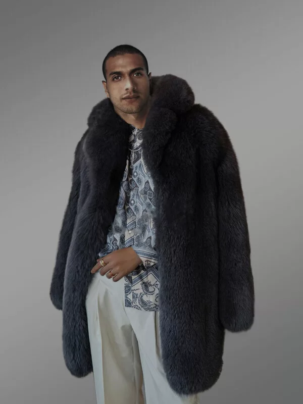 Mens Fox Fur Trench Coat – Magnificent Winter Outfit - Image 3