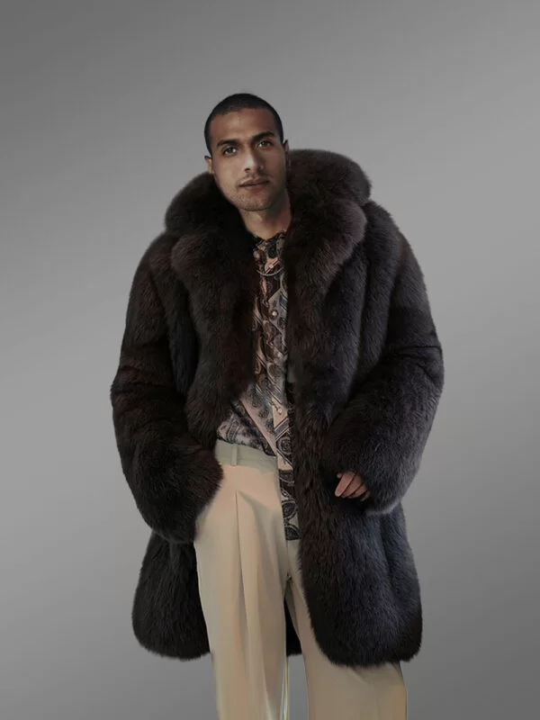 Mens Fox Fur Trench Coat – Magnificent Winter Outfit - Image 4