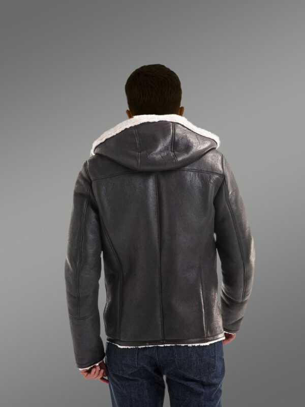Men’s Real Stylish Shearling Jacket in Black is Chic & Comfortable Outfit - Image 3