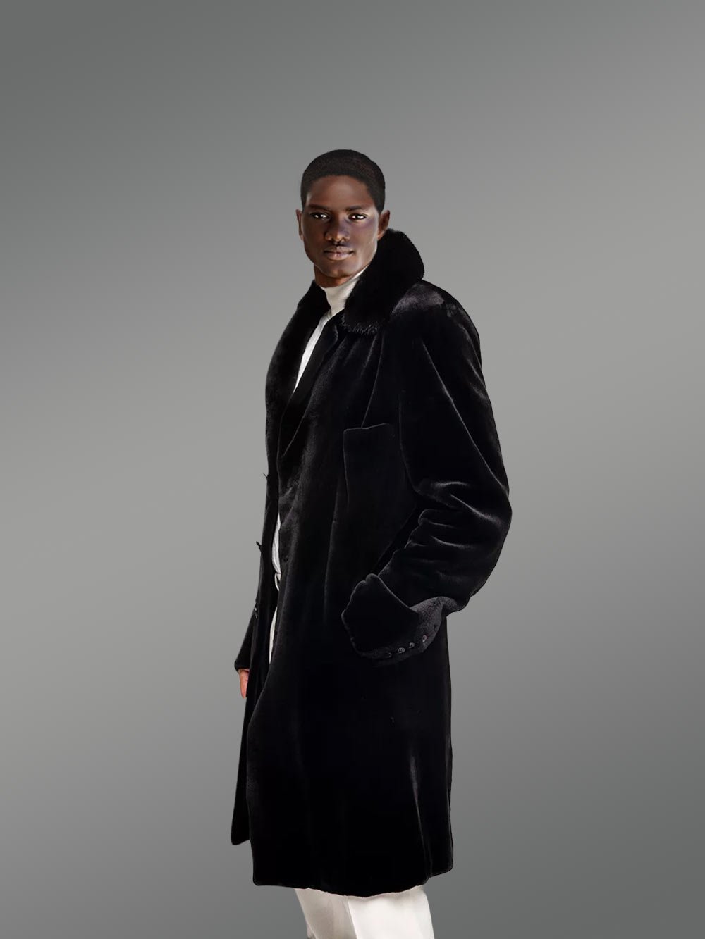 Sheared Mink Fur Coat for Men - Image 3
