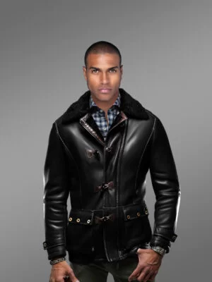 Blazer Style Authentic Black Shearling Jacket