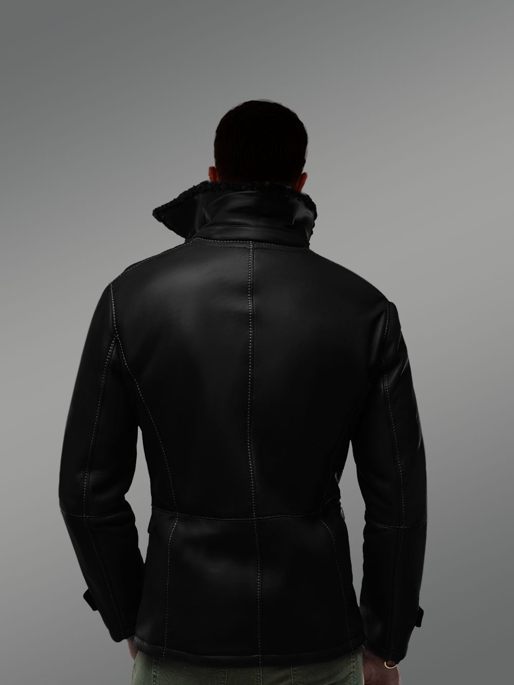 Blazer Style Authentic Black Shearling Jacket - Image 3
