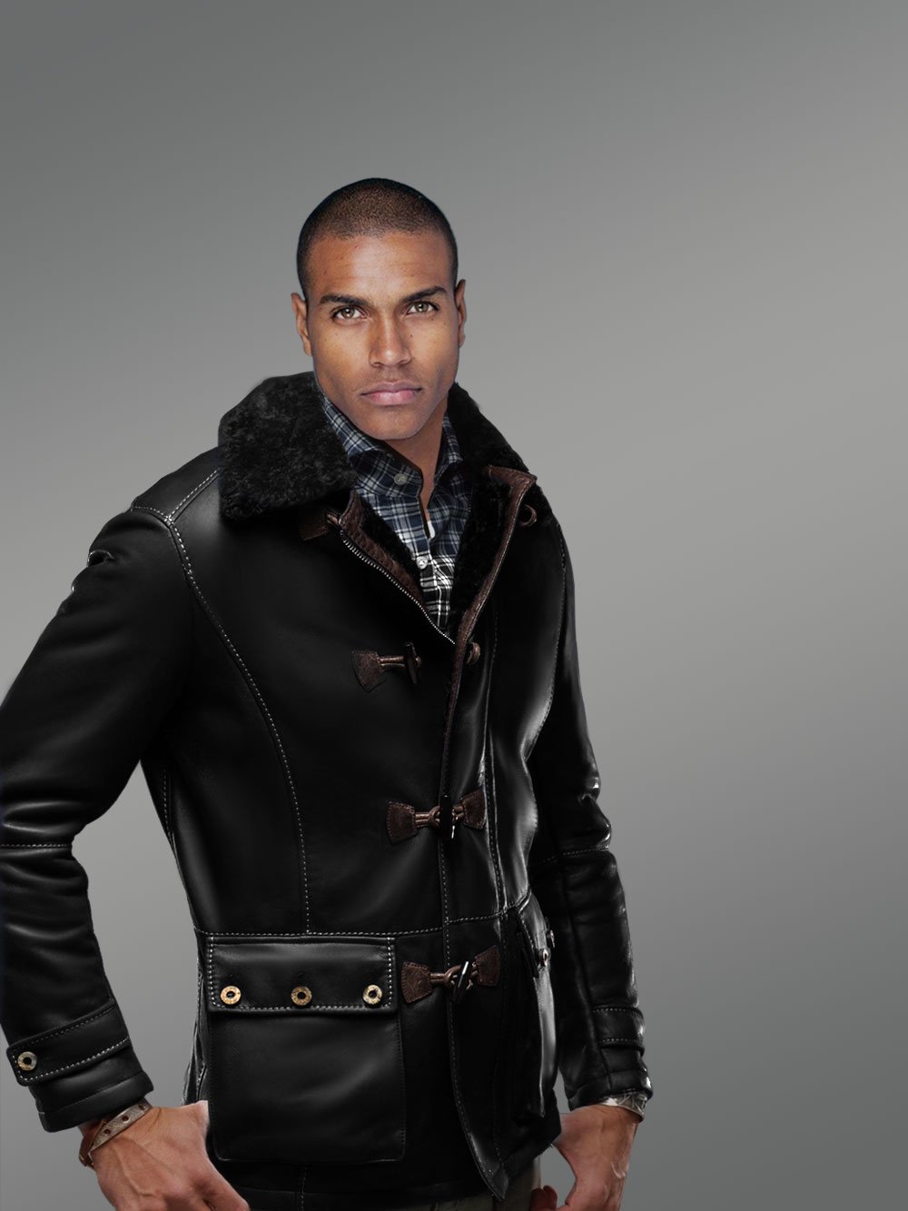 Blazer Style Authentic Black Shearling Jacket - Image 2