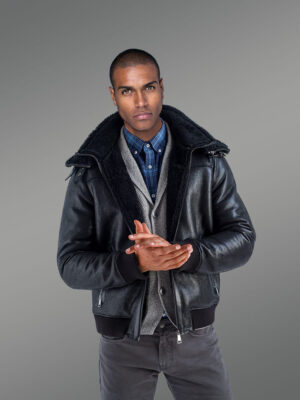 Stylish Shearling Jackets for Men in Alluring Black and Bomber Style