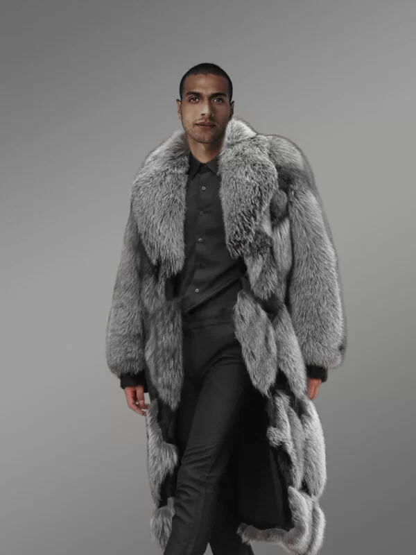 Mens Stylish Fox Fur Long Coat to Be A Trendsetter - Image 2
