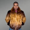 Two Tone Whisky Mink Fur Bomber for Men