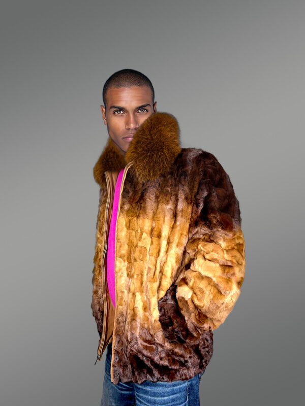 Bomber Mink Fur Men Jacket In Stylish Dual Shades - Image 4