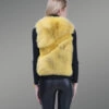 Genuine Fox Fur Winter Vest in Yellow