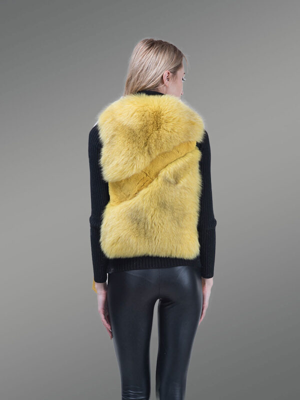 Genuine Fox Fur Winter Vest in Yellow