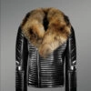 Leather Moto Jacket with Fur