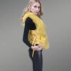 Genuine Fox Fur Winter Vest in Yellow