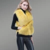 Genuine Fox Fur Winter Vest in Yellow