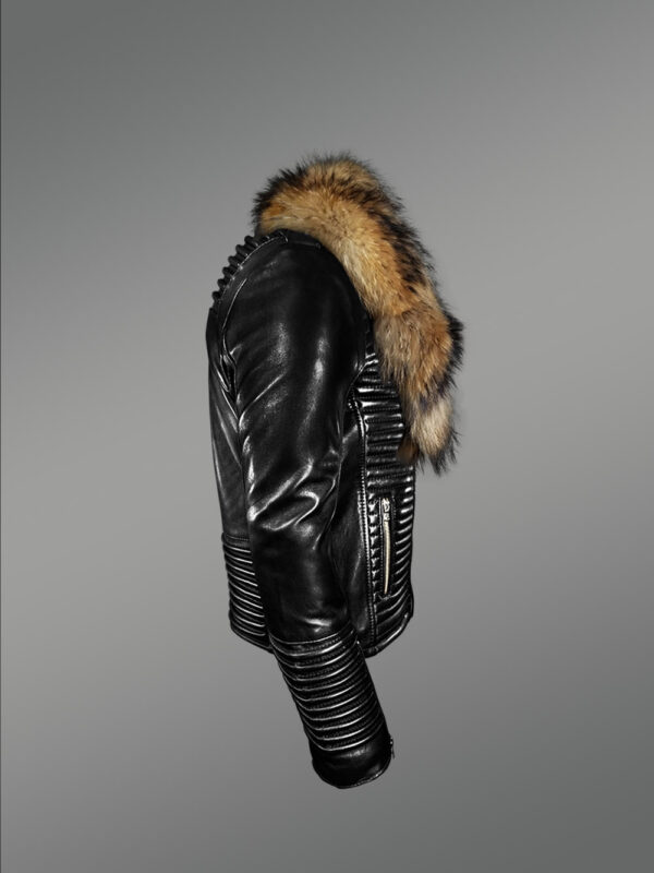 Leather Moto Jacket with Fur