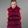 5 rows paragraph winter vest in wine for women