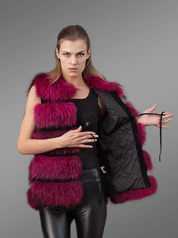 Women’s Super Stylish Sleeveless 5 Paragraph Real Fox Fur Super Warm Winter Vest - Image 4