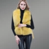Genuine Fox Fur Winter Vest in Yellow