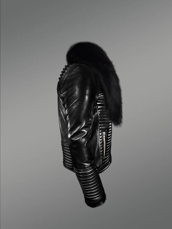 Real leather biker jacket