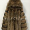A Real and Perfect Raccoon Fur Winter Vest with Hood for Women
