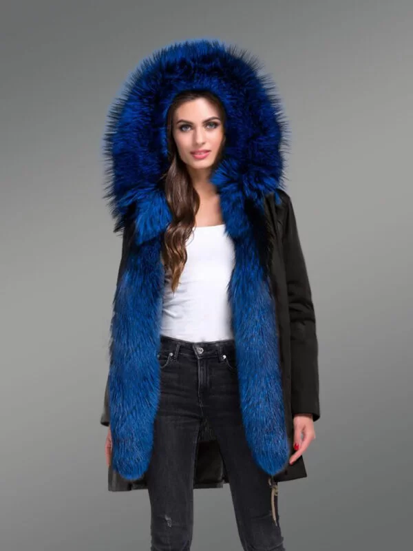 Arctic Fox Fur Hybrid Black Parka