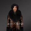 Authentic Leather Jacket with Removable Genuine Fur Collar and Handcuffs