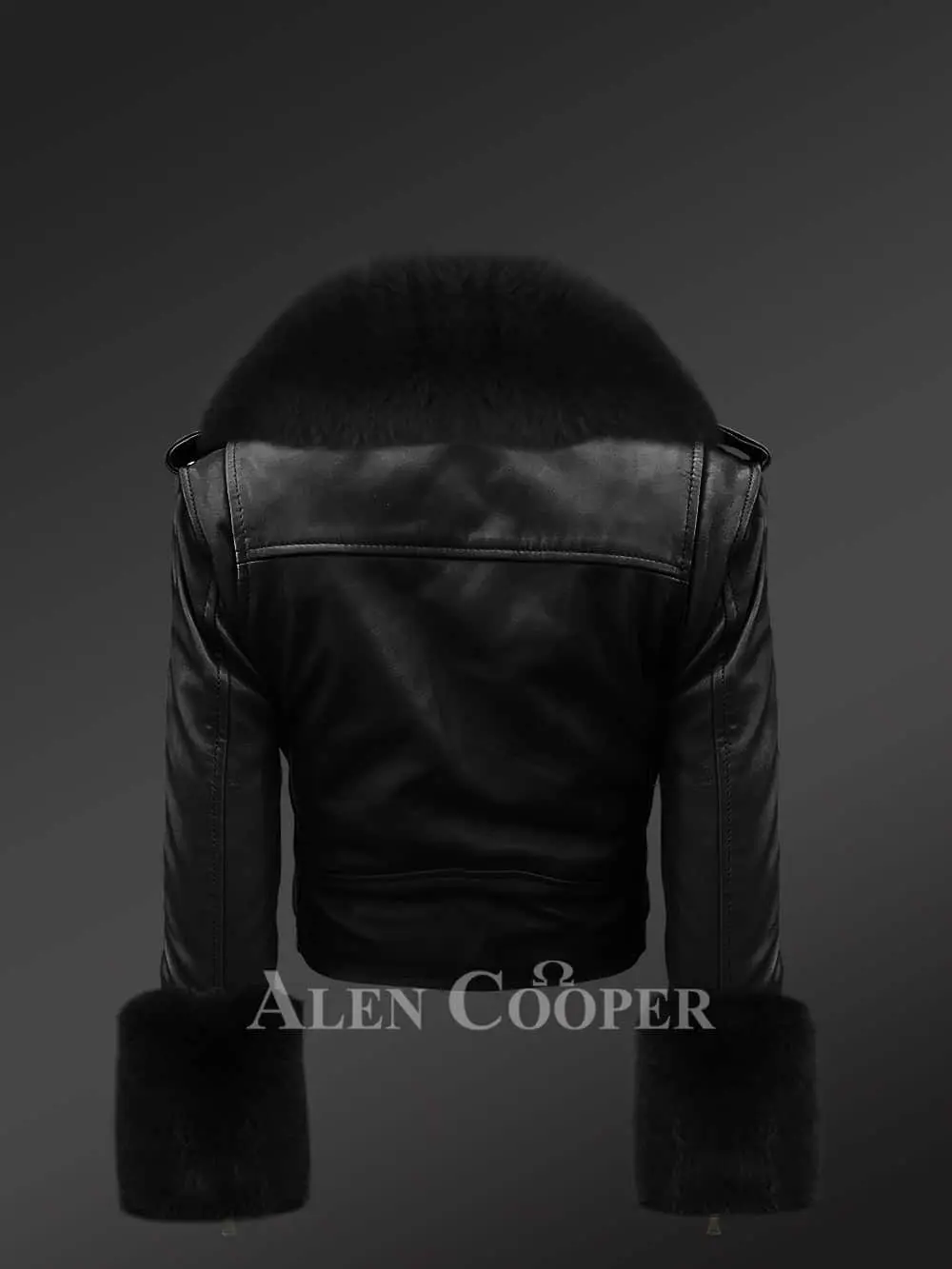 Authentic Leather Jackets in Black with Removable Fur Collar and Handcuffs - Image 4