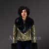 Authentic Leather Jackets In Olive With Removable Fur Collar & Handcuffs