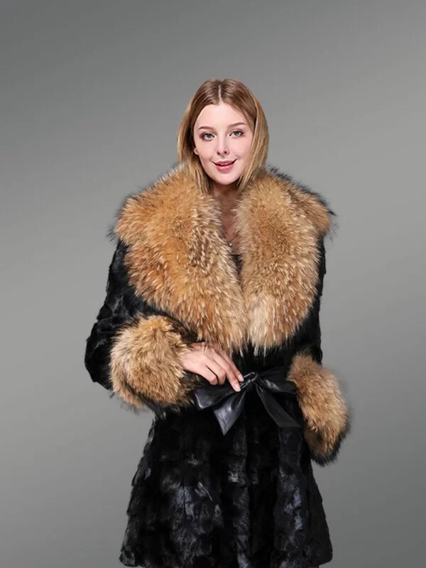 Belted Mink Coat with Fur Collar & Trims - Image 2