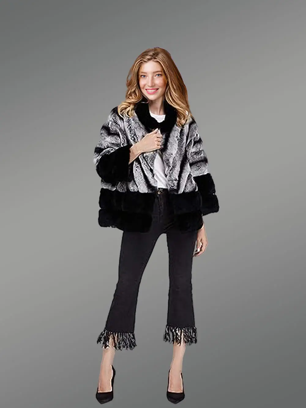 Korean Styled Bi-Color Real Fur Winter Vest for Women - Image 4