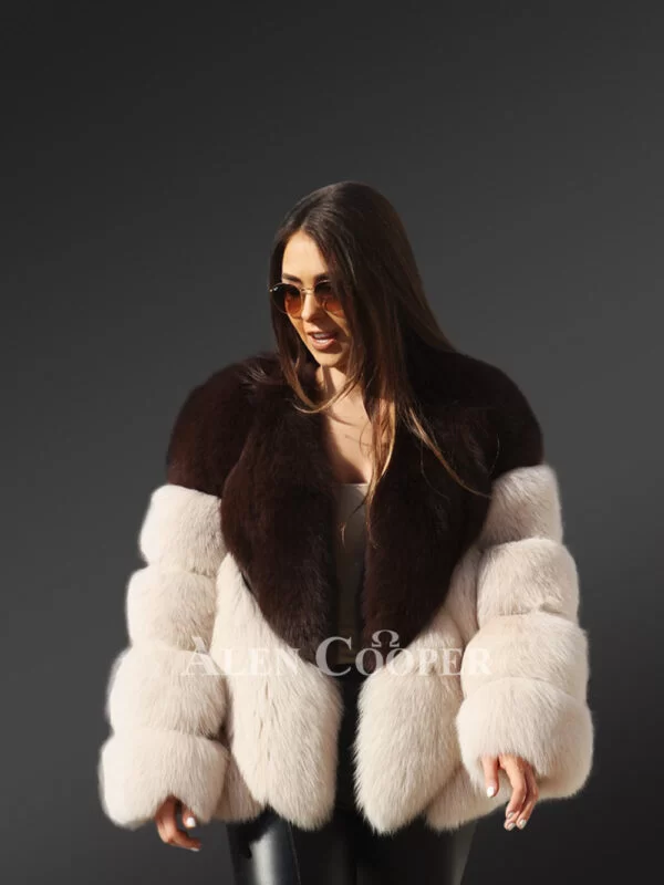 V-Shaped Fox Fur Coat for Women