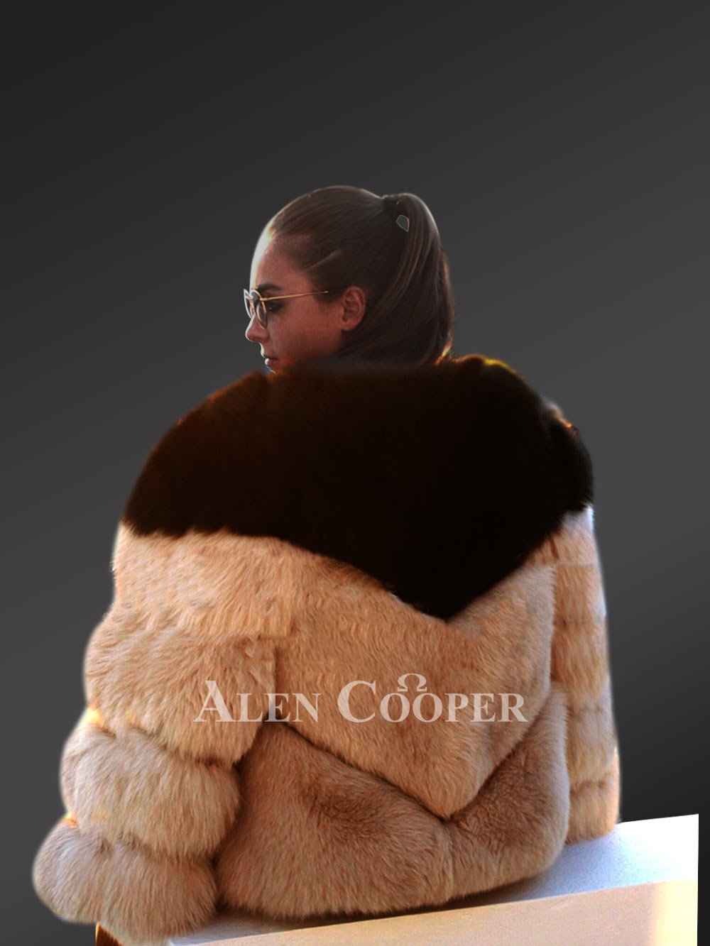 V-Shaped Fox Fur Coat for Women - Image 5