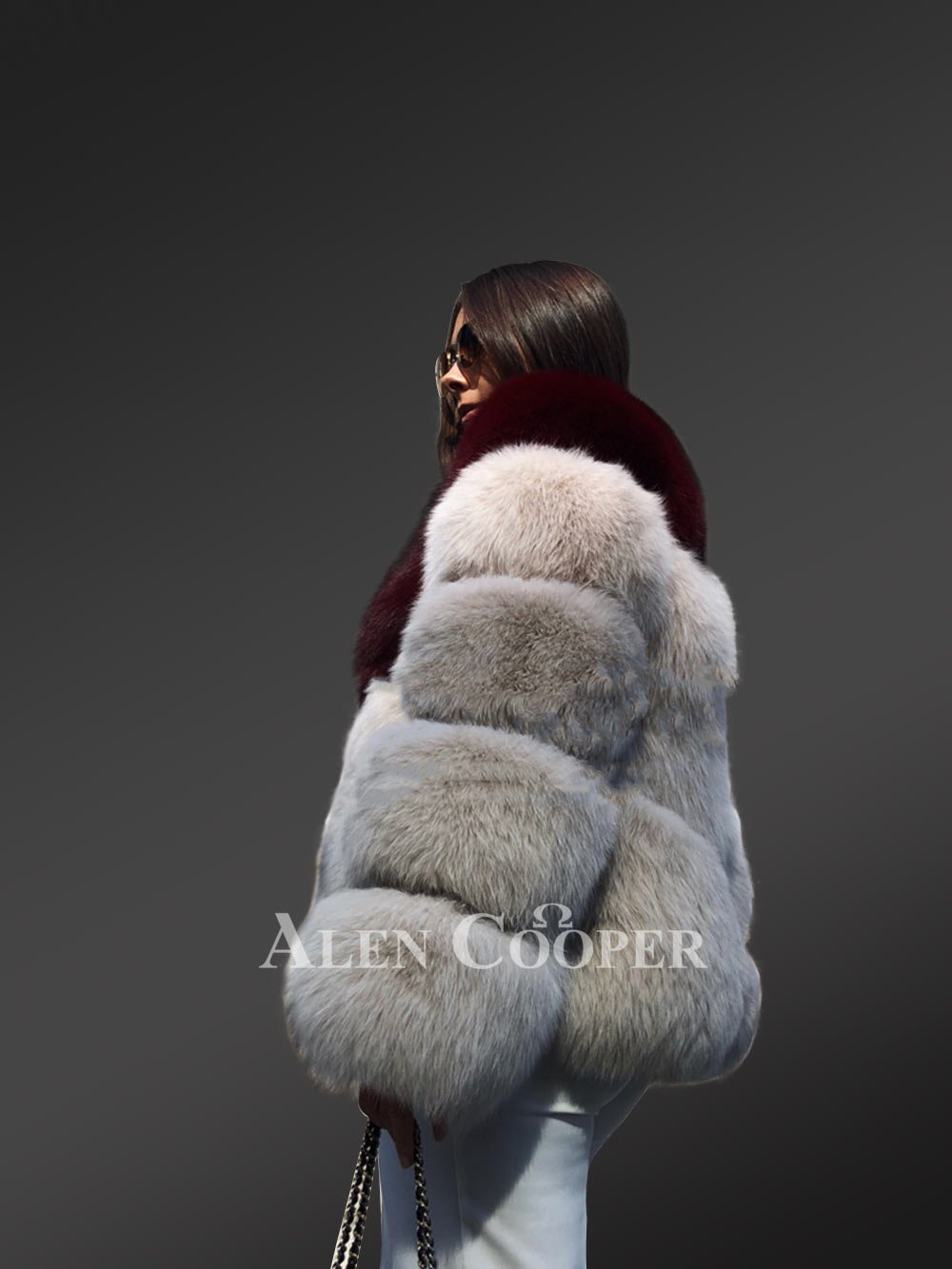 V-Shaped Fox Fur Coat for Women - Image 2
