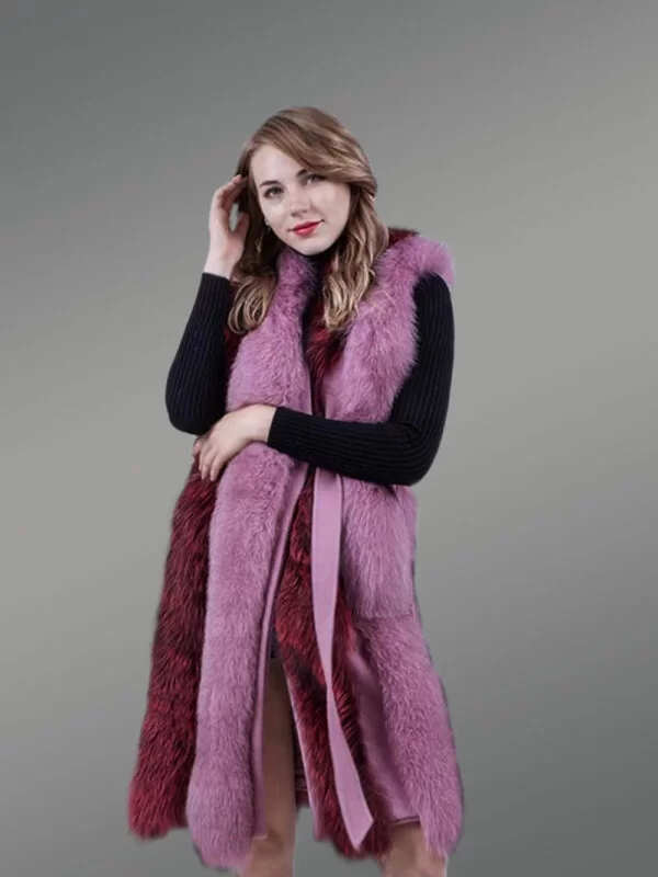 Long Fox Fur Vest for Women - Image 2