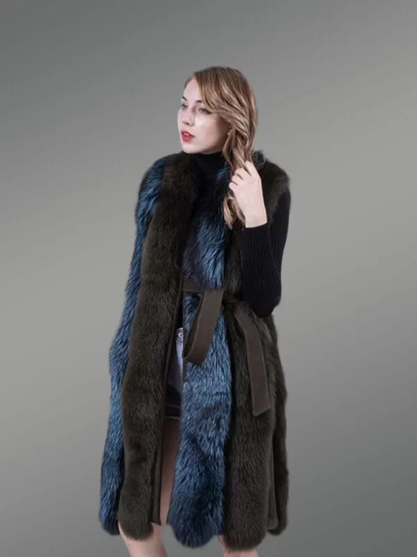 Long Fox Fur Vest for Women - Image 4