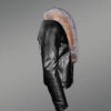 Biker Leather Jacket with Crystal Fox Fur Collar