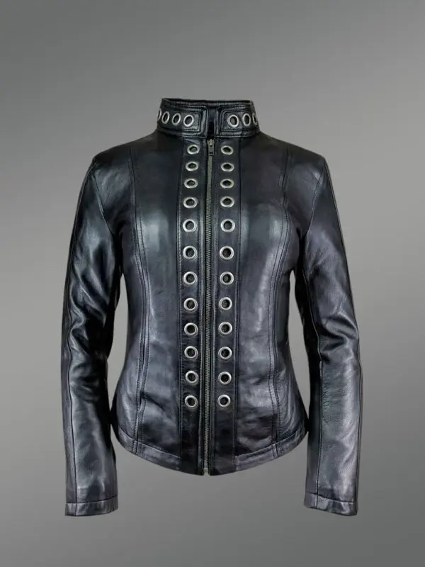 Black Brass Ring Jacket For Women - Image 2