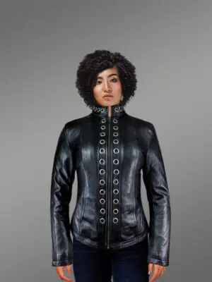 Black Brass Ring Jacket For Women