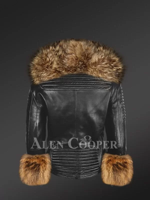 Leather Jacket with Fur for Women - Image 6